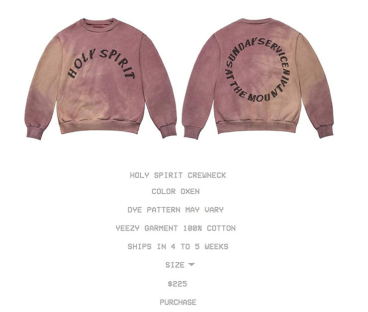 kanye holy spirit crewneck